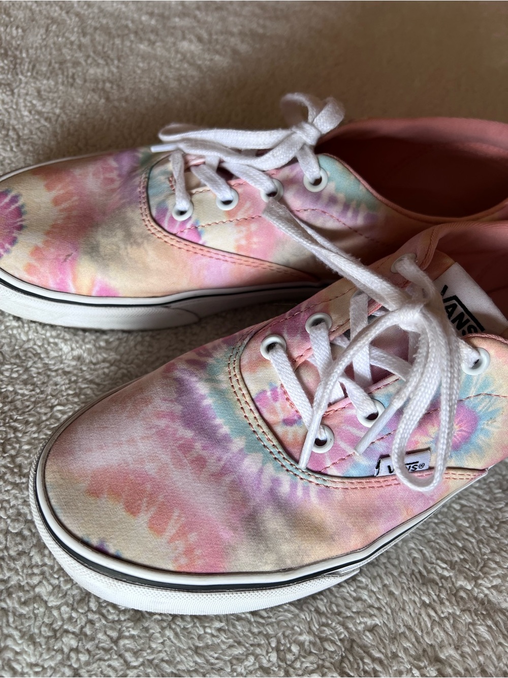 Vans Tie Dye Sneakers Pastel Pink Purple Yellow Canvas Low Tops - Picture 7 of 8